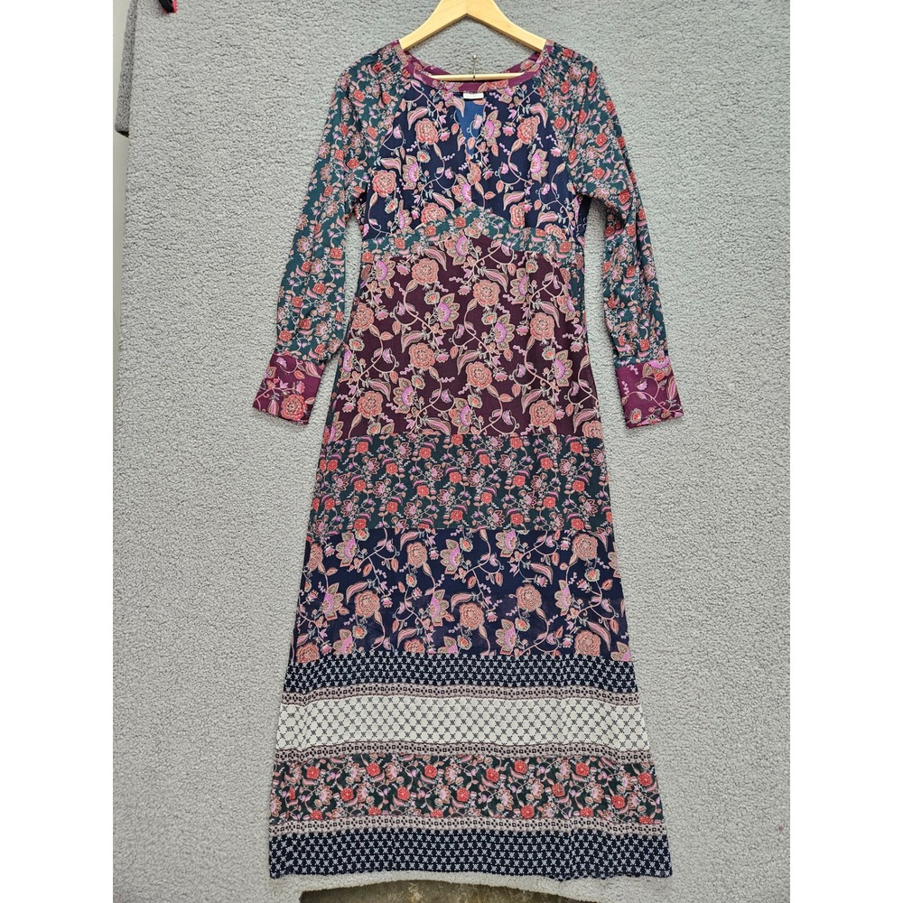 Cabi Floral Patchwork Maxi Dress S Multi Color Boho Mixed Print